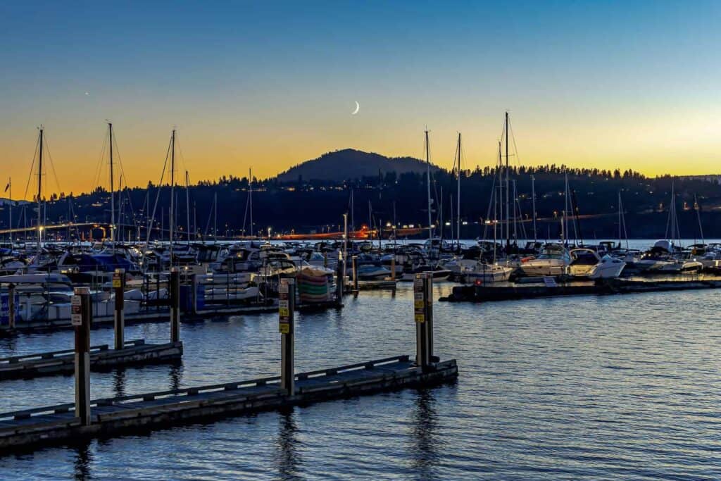 Scenic Kelowna marina at dusk, representing Misfit Media Web Design’s Kelowna WordPress web hosting and design services.